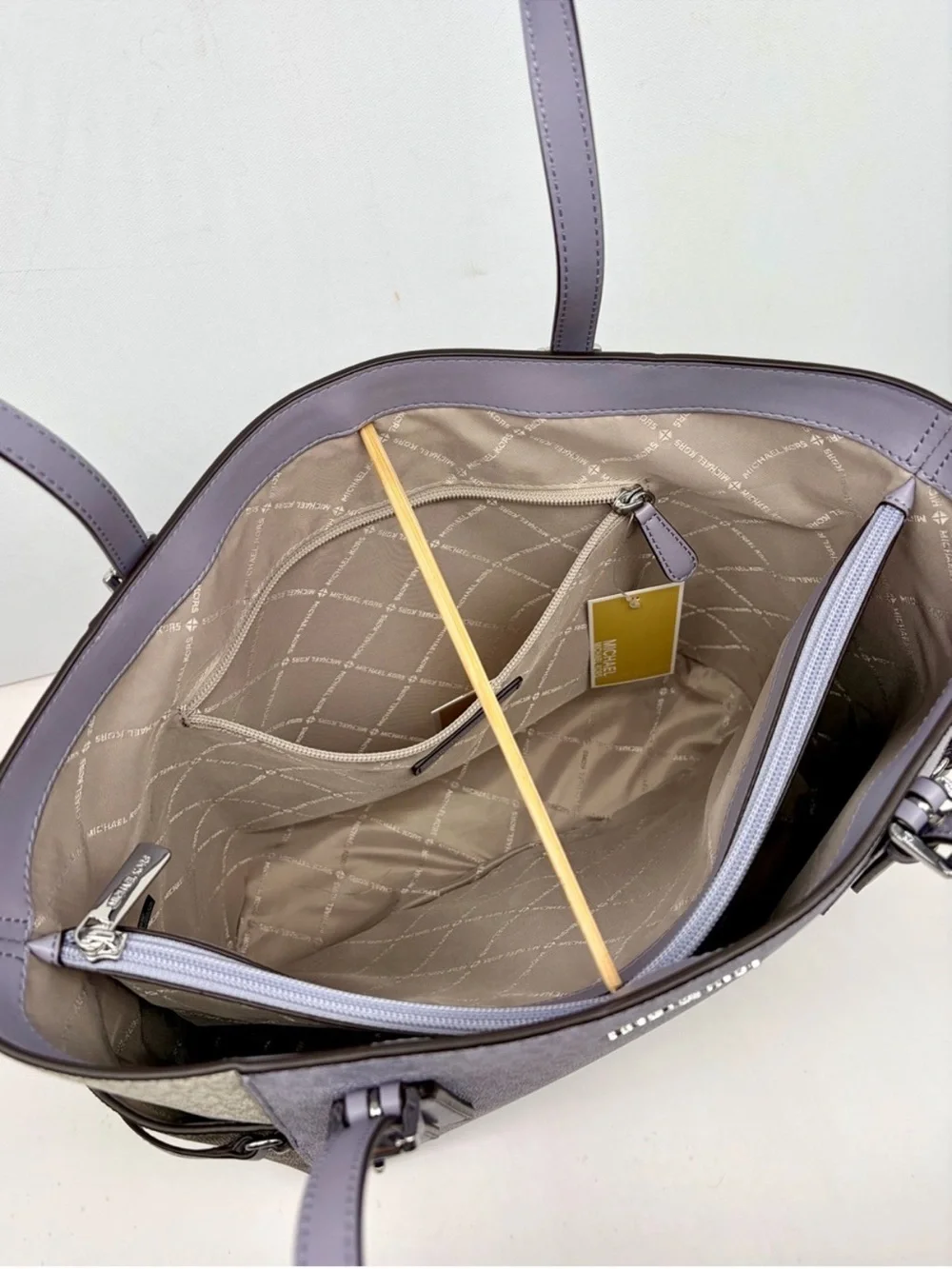 Michael Kors Voyager Color-Block Logo Tote Shoulder Bag and Wallet Set Lilac